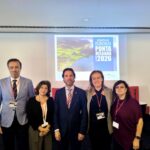 La delegación de la Sindicatura de Cuentas del Principado de Asturias, junto a Filipa Urbano Calvão, presidenta del Tribunal de Cuentas de Portugal, durante el seminario de Eurorai.